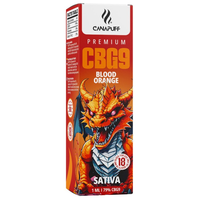 CanaPuff Kraujo oranžinis vienkartinis Vape Pen, 79 % CBG9, 1 ml