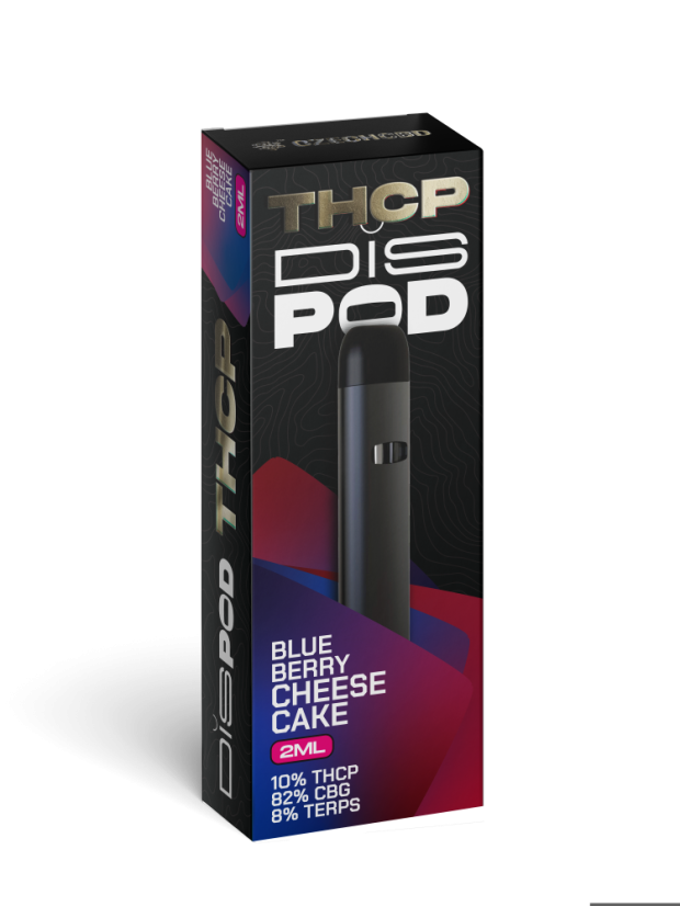 Czech CBD THCP Vape Pen disPOD Bosbessen Cheesecake 10% THCP, 82% CBG, 2 ml