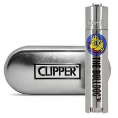 The Bulldog Clipper Silver Metal kveikjarar + Gjafabox, 12 stk / skjár