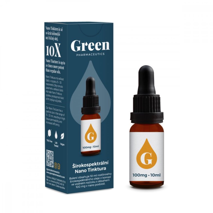 Green Pharmaceutics Tintura NANO de amplo espectro, 100 mg CBD, 10 ml