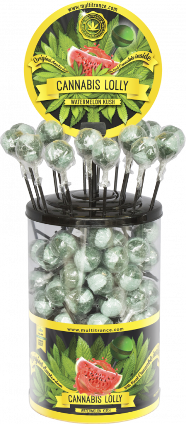 Cannabis Watermelon Kush Lollies – Recipient de afișare (100 de acadele)