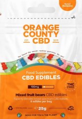 Orange County CBD teddybjørne, mini rejseemballage, 100 mg CBD, 6 stk, 25 G