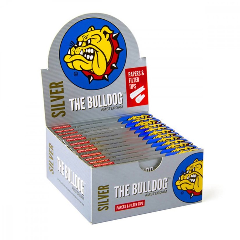 Bulldog Original Silver King Size Slim Rolling Papers + Kärjet, 24 kpl / näyttö