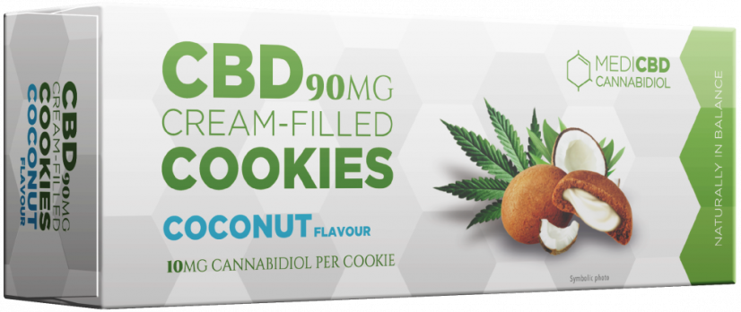 MediCBD met kokoscrème gevulde koekjes (90 mg) - doos (18 verpakkingen)