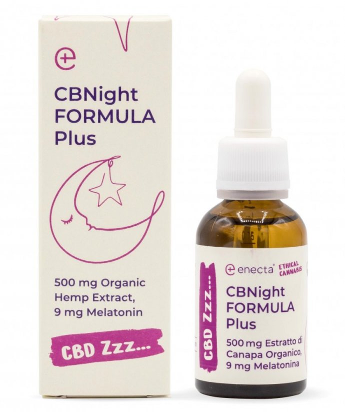 *Enecta CBNight Formula PLUS kanapių aliejus su melatoninu, 500 mg organinio kanapių ekstrakto, 30 ml