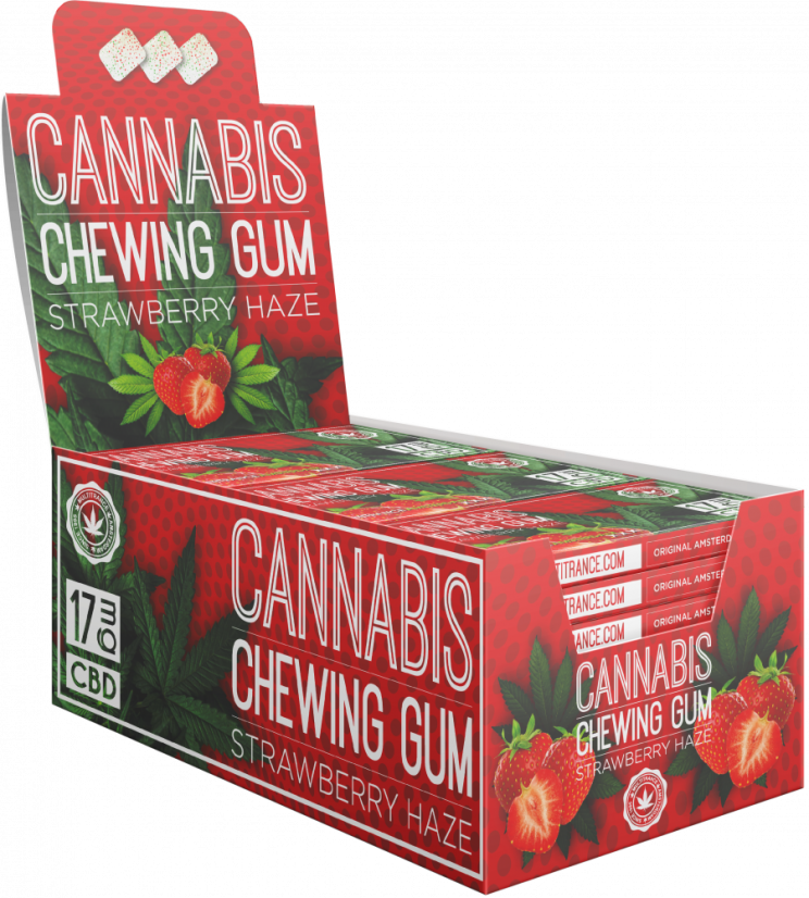 Chicle de Cannabis y Fresa (17 mg de CBD), 24 cajas en display