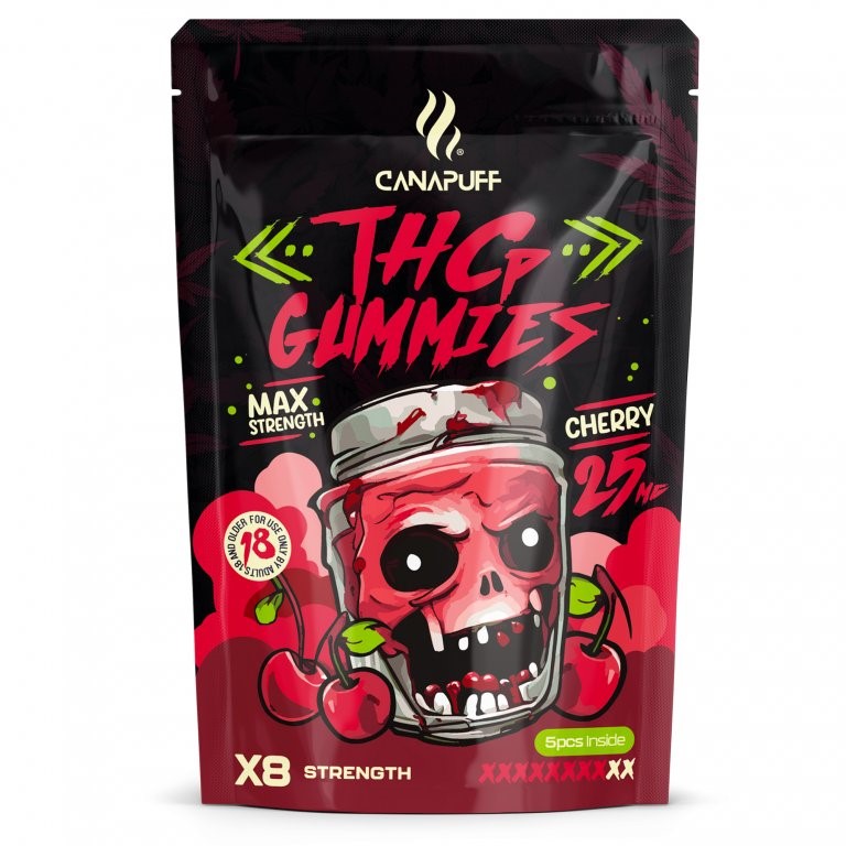 CanaPuff THCp Gummies Cherry, 5 ks x 5 mg, 25 mg