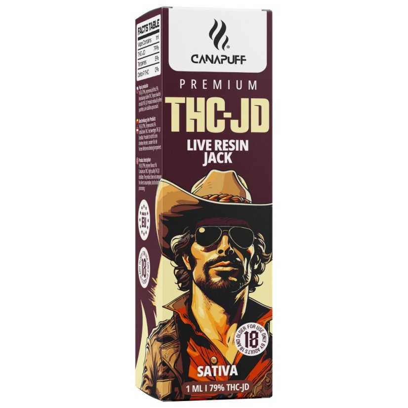 CanaPuff Jack ühekordselt kasutatav vape Pen, 79% THCJD, 1 ml