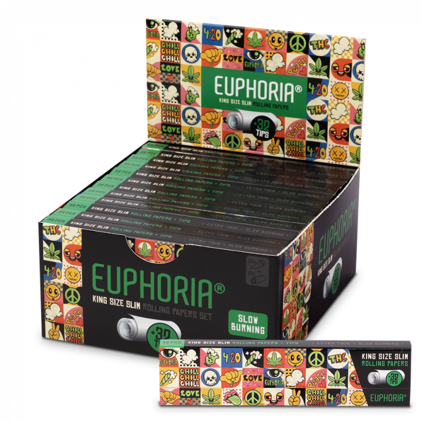 Euphoria King Size Slim Groovy rullpaberid + filtrid – karp 50 tk