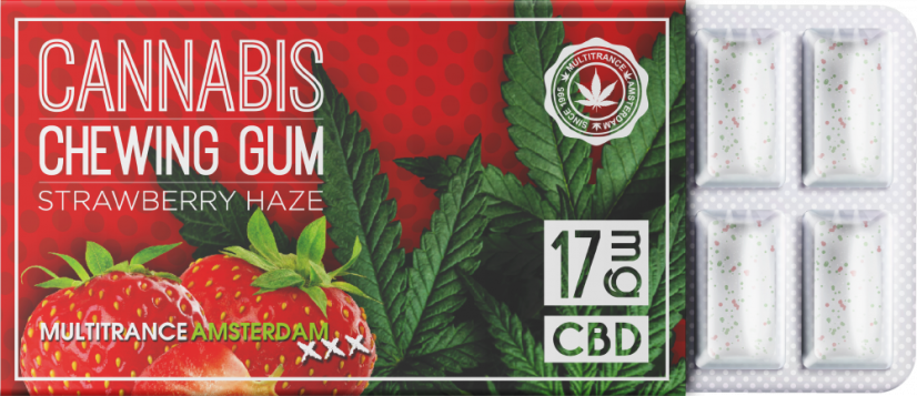 Cannabis Strawberry tyggegummi (17 mg CBD), 24 æsker i display