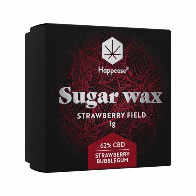 Happease Strawberry Field Sugar Wax þykkni, 62% CBD, 1g