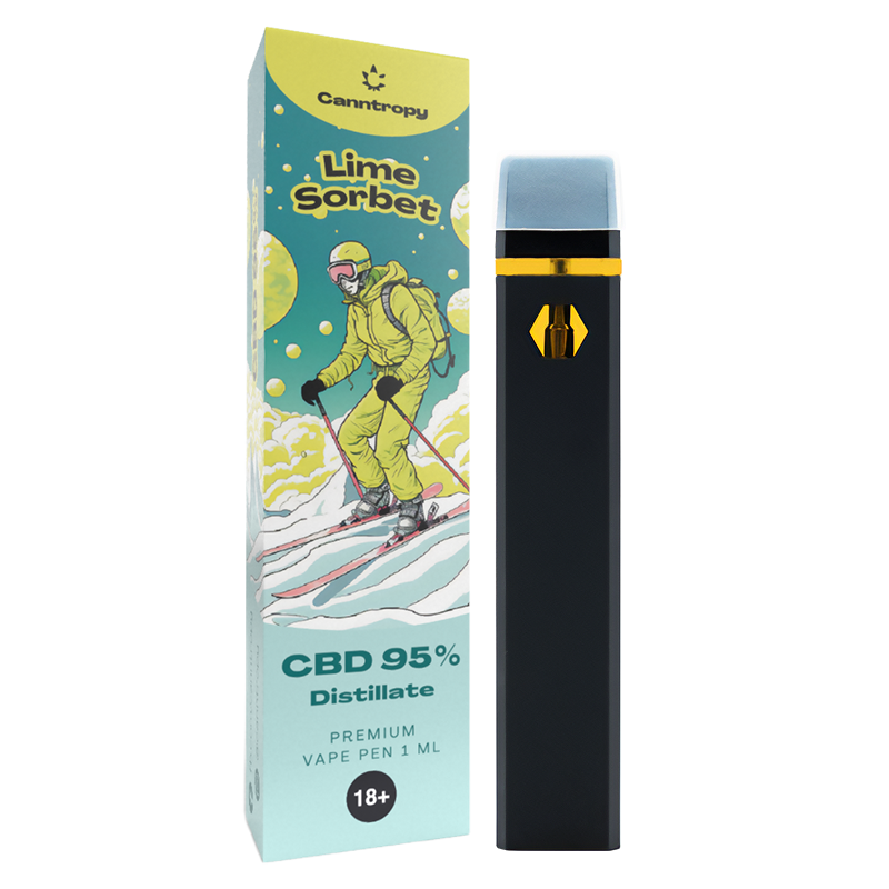 Canntropy CBD vienkartinis Vape Pen Lime sorbetas, CBD 95 %, 1 ml