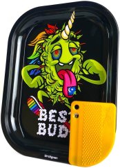 Best Buds Μικρός μεταλλικός δίσκος κύλισης LSD με κάρτα μαγνητικού μύλου