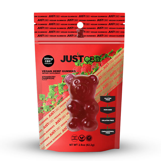 JustCBD kẹo dẻo thuần chay Dâu Champagne 300 mg CBD