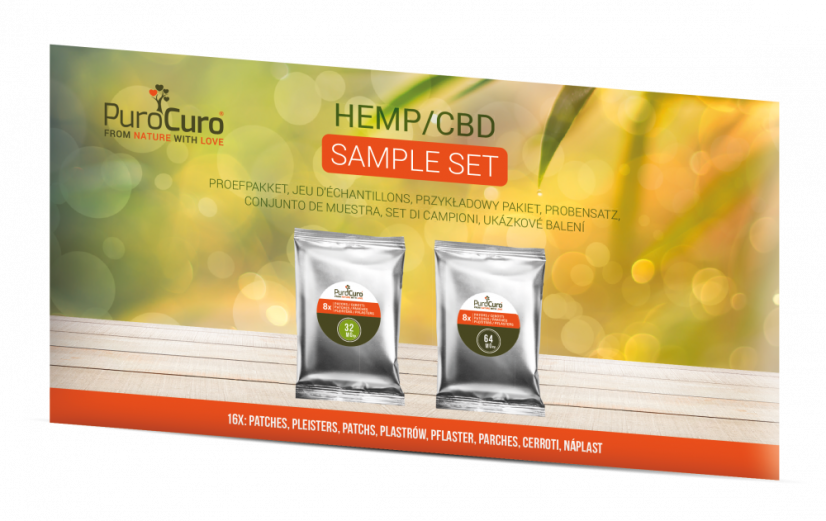 PuroCuro ヘンプ CBD パッチ、テスター - ヘンプ抽出物 32 mg x 8 および 64 mg 8