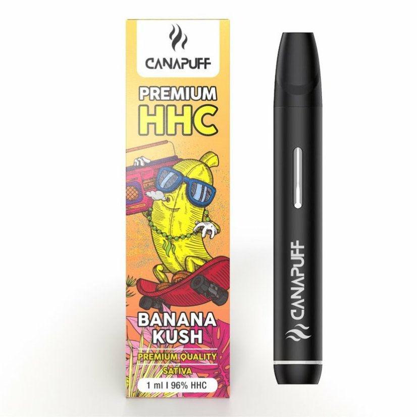 CanaPuff BANANA KUSH 96% HHC - vienreizējās lietošanas, 1 ml