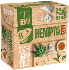 Astra Hemp Black Tea 25 mg de aceite de cáñamo (caja de 20 bolsitas de té piramidales) - Caja (10 cajas)