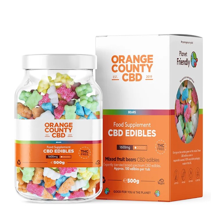 Orange County CBD Gumimacik, 100 db, 1600 mg CBD, 500 g