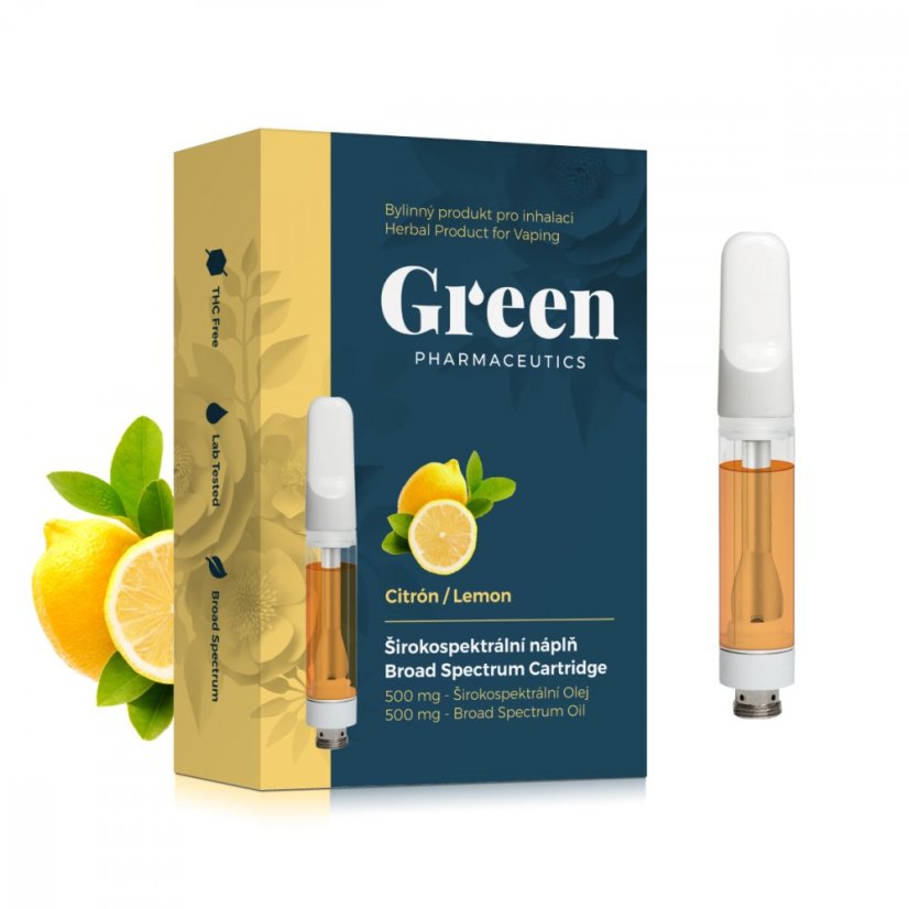 Green Pharmaceutics recambio para inhalador de amplio espectro - Limón, 500 mg de CBD