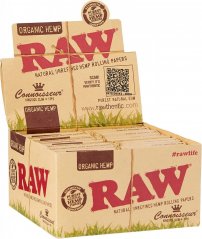 RAW Organic Hemp CONNOISSEUR KingSize Slim Unrefined Rolling Papers + TIPS - Box, 24pcs