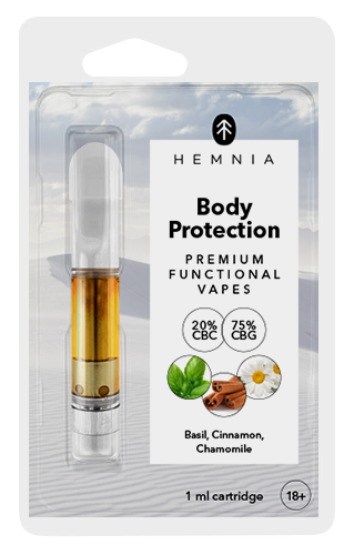 Hemnia Cartridge Body Protection - 20% CBC , 75% CBG, базилік, кориця, ромашка, 1 мл