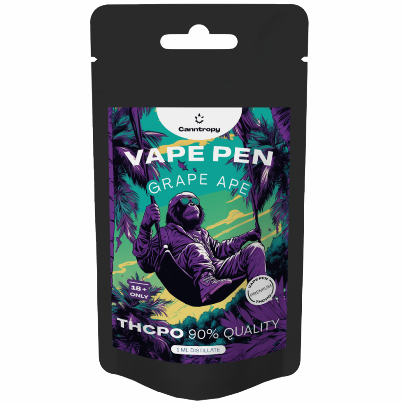 Canntropy Penna Vape monouso THCPO Grape Ape, qualità THCPO 90%, 1ml