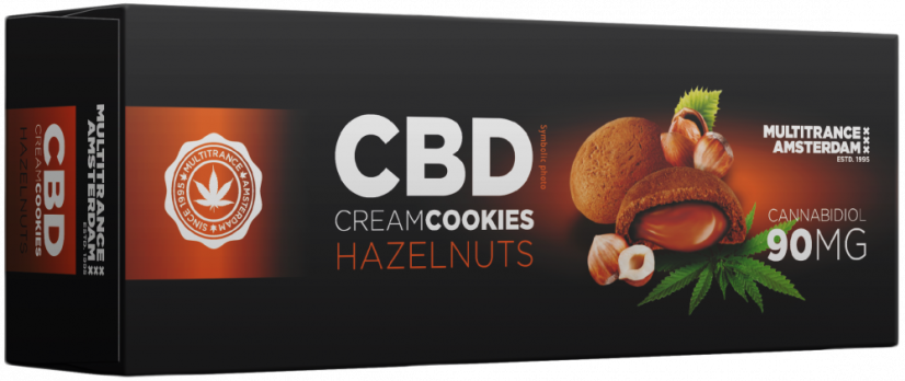 Biscuits à la crème de noisettes CBD (90 mg) - Carton (18 paquets)