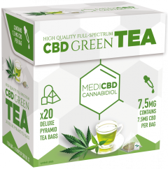 Té verde MediCBD (caja de 20 bolsitas de té piramidales), 7,5 mg de CBD - Caja (10 cajas)
