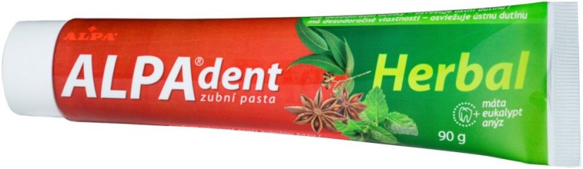 Pasta de dente à base de ervas Alpa-Dent 90 g, pacote de 10 unidades