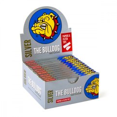 Bulldog Original Silver King Size Slim Rolling Paper + Tips, 24 st / display