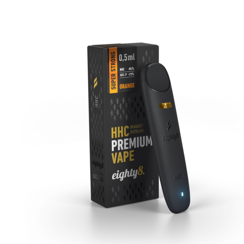 Eighty8 სუპერძლიერი HHC Vape Orange, 84 % HHC, 15 % HHCP, CCELL, 0,5 მლ