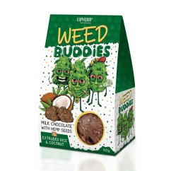 Euphoria Weed Buddies Vollmilchschokolade mit Hanfsamen, Reiskugeln und Kokosnuss 100 g