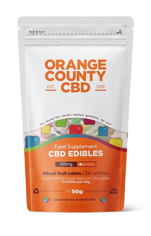 Orange County CBD Küpler, seyahat paketi, 200 mg CBD, 12 adet, 50 g