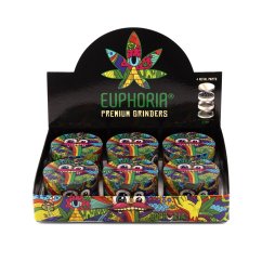 Euphoria Metal Grinders Vibrant 63 mm, 4 parts - Display Box with 6 pcs