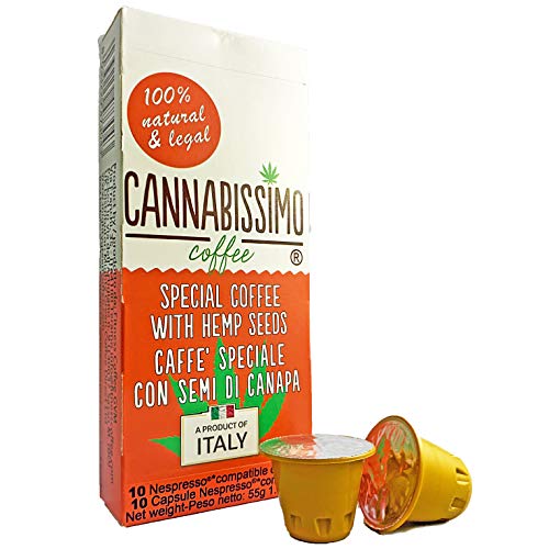 Cannabissimo - 麻の葉入りコーヒー - ネスプレッソカプセル、10個