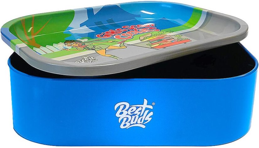 Best Buds Thin Box Rolling Tray with Storage, Girl Scout Cookies