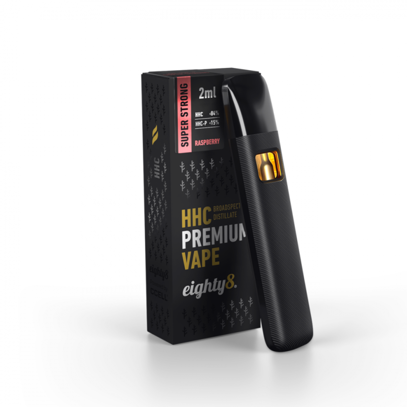 Eighty8 Superstrong HHC Vape hindberjum, 84% HHC, 15% HHCP, CCELL, 2 ml