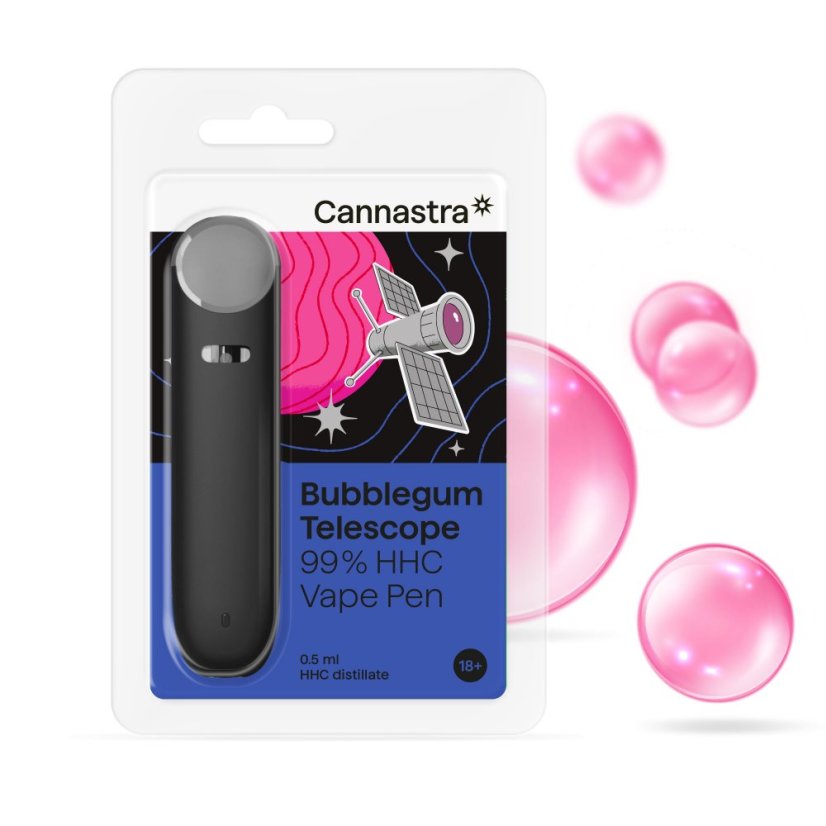 Cannastra Teleskop HHC Vape Pen Bubblegum, 99 % HHC, 0,5 ml