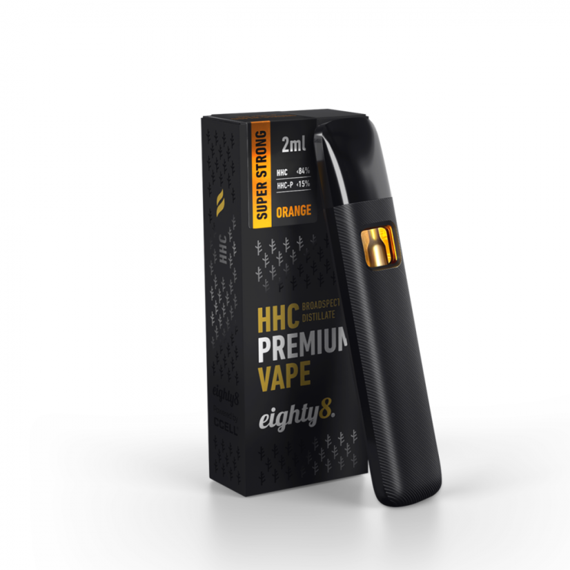 Eighty8 Vaporizador Superstrong HHC Naranja, 84 % HHC, 15 % HHCP, CCELL, 2 ml