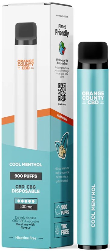 Orange County CBD Vape Pen Cool Mentol, 250 mg CBD + 250 mg CBG, 3 ml