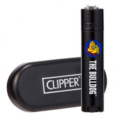 The Bulldog Clipper Matt Black Metal Lighters + Giftbox, 12 stk / display