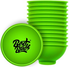 Best Buds Silikon blandeskål 7 cm, Grønn med svart logo (12 stk/pose)