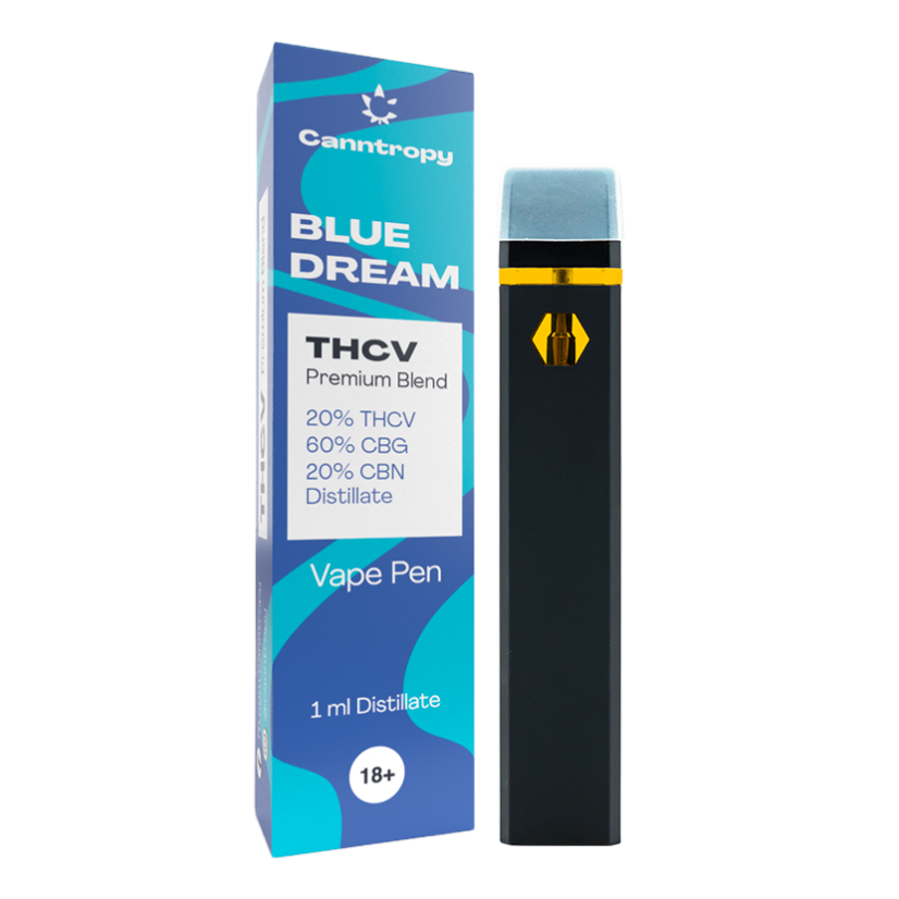 Canntropy THCV Στυλό Vape Μπλε Όνειρο, 20 % THCV, 60 % CBG, 20 % CBN, 1 ml